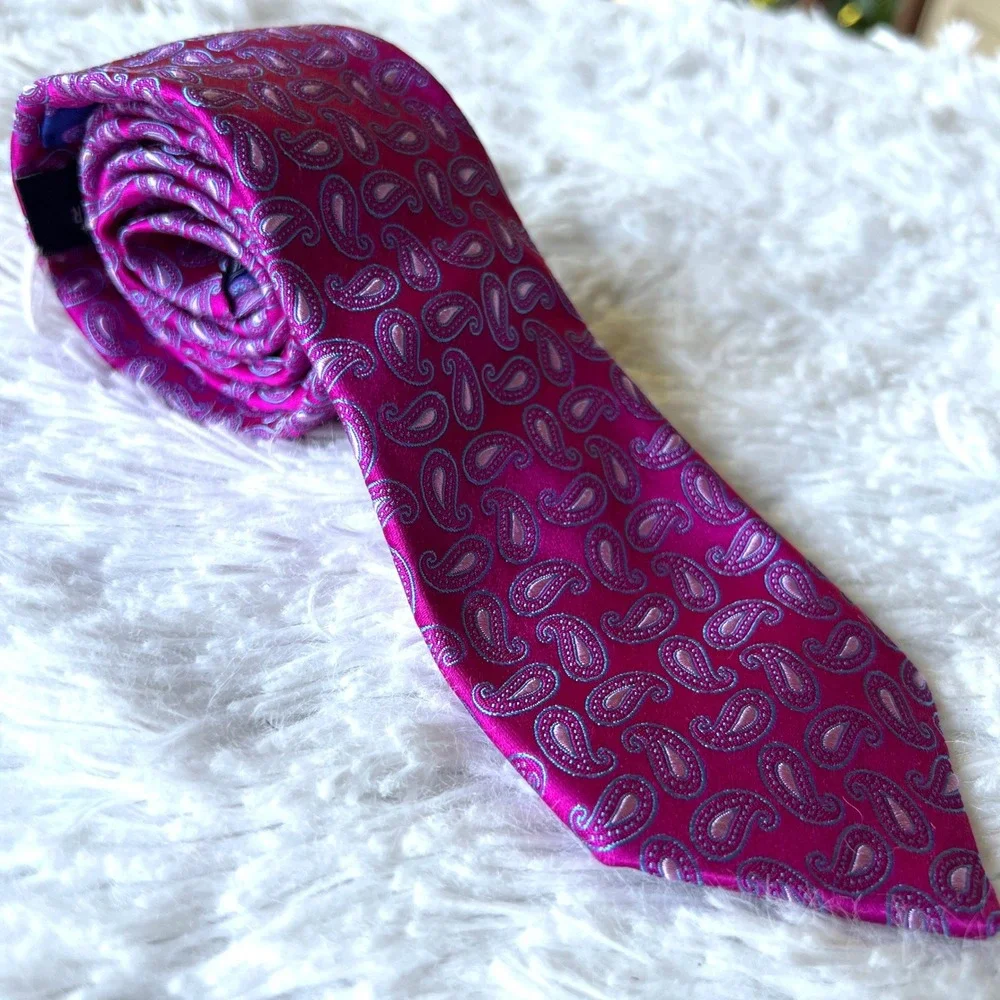 Ted Baker London Purple Pink Paisley Tie Prince 100% Italian Silk Made in USA 3